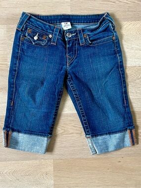 Y2K True Religion Dark Denim Sophie Bermuda Shorts